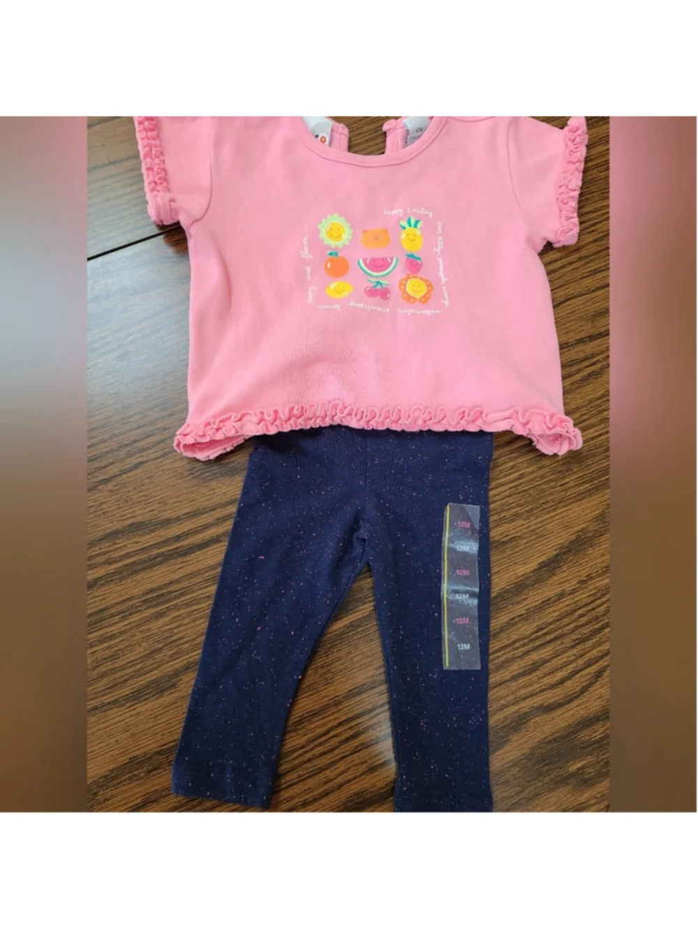 Circo Baby Girl 3pc Mix & Match Set 12M Pink Fruit Top Navy Glitter Polka Dot Le